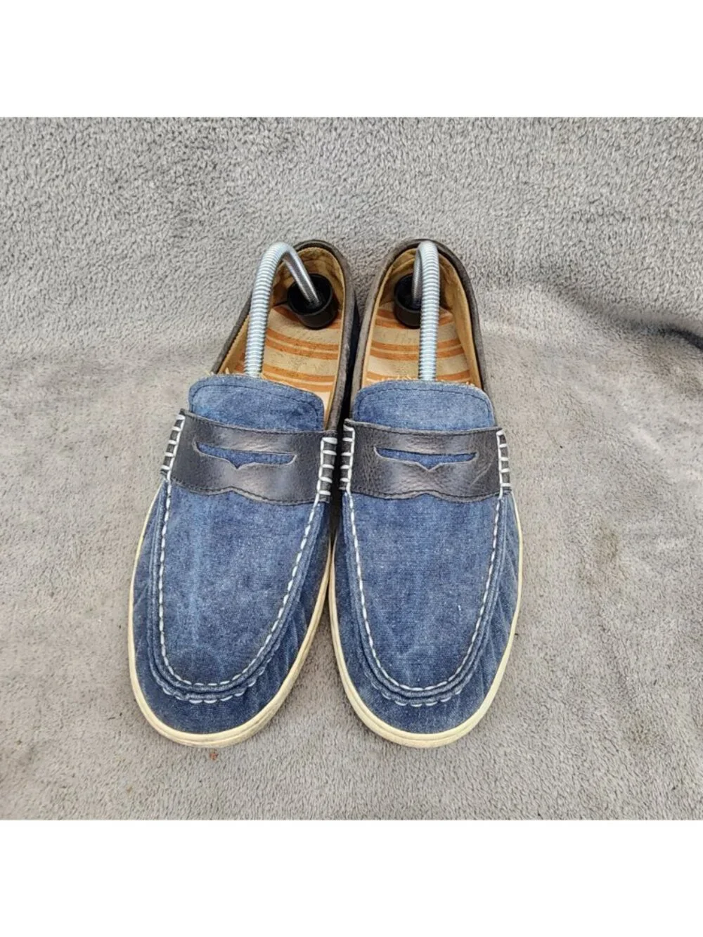 Cole Haan Shoes Mens Size 8.5 Blue Canvas Slip On Loafers *Read*